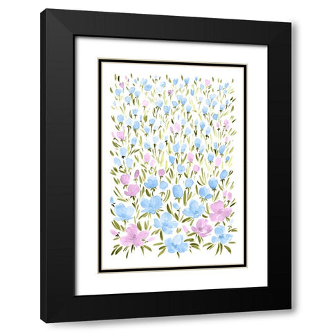 Field of purple and blue flowers Black Modern Wood Framed Art Print with Double Matting by Laiz Blursbyai, Rosana