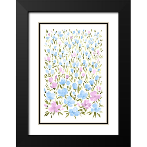 Field of purple and blue flowers Black Modern Wood Framed Art Print with Double Matting by Laiz Blursbyai, Rosana
