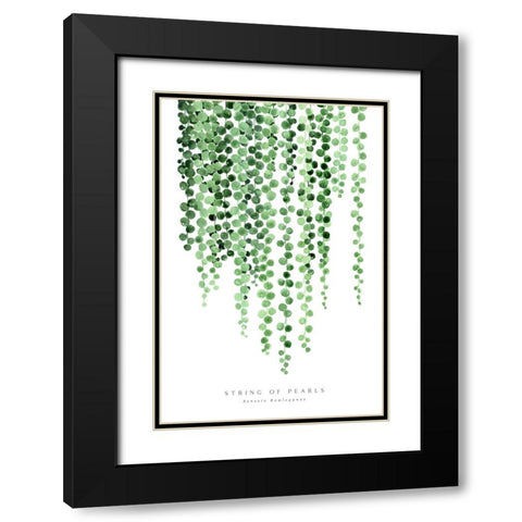 Watercolor string of pearls Black Modern Wood Framed Art Print with Double Matting by Laiz Blursbyai, Rosana