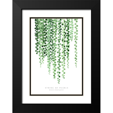 Watercolor string of pearls Black Modern Wood Framed Art Print with Double Matting by Laiz Blursbyai, Rosana