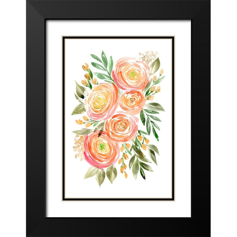 Begonia ranunculus bouquet in coral Black Modern Wood Framed Art Print with Double Matting by Laiz Blursbyai, Rosana