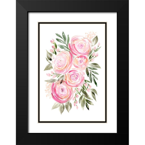 Begonia pink ranunculus bouquet Black Modern Wood Framed Art Print with Double Matting by Laiz Blursbyai, Rosana