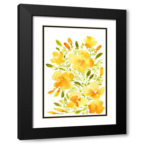 Watercolor California poppies quad 1 Black Modern Wood Framed Art Print with Double Matting by Laiz Blursbyai, Rosana