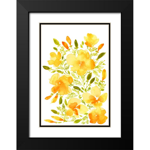 Watercolor California poppies quad 1 Black Modern Wood Framed Art Print with Double Matting by Laiz Blursbyai, Rosana