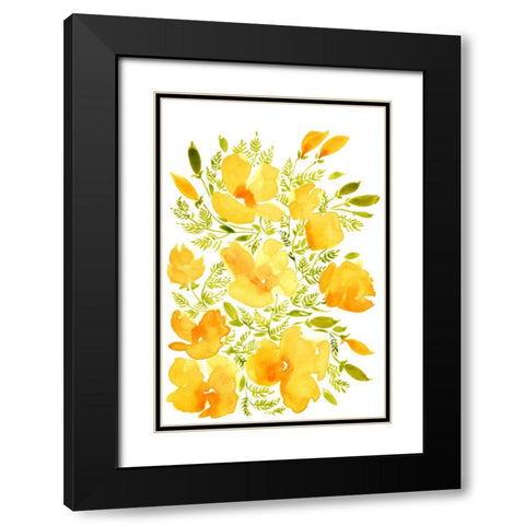Watercolor California poppies quad 2 Black Modern Wood Framed Art Print with Double Matting by Laiz Blursbyai, Rosana