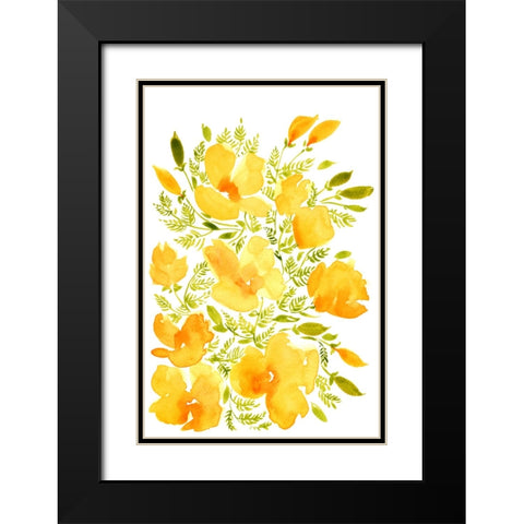 Watercolor California poppies quad 2 Black Modern Wood Framed Art Print with Double Matting by Laiz Blursbyai, Rosana