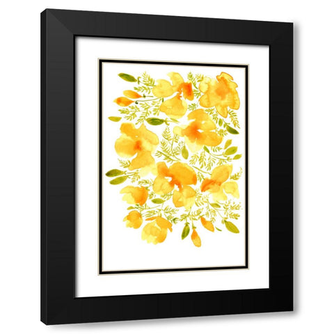 Watercolor California poppies quad 3 Black Modern Wood Framed Art Print with Double Matting by Laiz Blursbyai, Rosana
