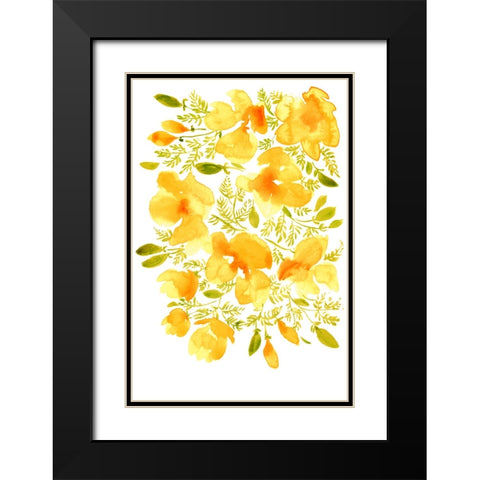 Watercolor California poppies quad 3 Black Modern Wood Framed Art Print with Double Matting by Laiz Blursbyai, Rosana