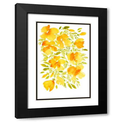 Watercolor California poppies quad 4 Black Modern Wood Framed Art Print with Double Matting by Laiz Blursbyai, Rosana