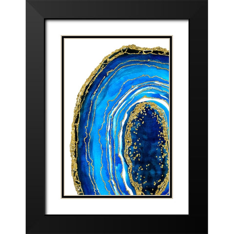 Cobalt blue geode Black Modern Wood Framed Art Print with Double Matting by Blursbyai, Rosana Laiz
