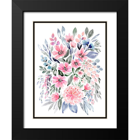 Clara watercolor bouquet Black Modern Wood Framed Art Print with Double Matting by Laiz Blursbyai, Rosana