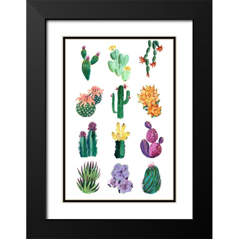 Collection of cacti Black Modern Wood Framed Art Print with Double Matting by Laiz Blursbyai, Rosana
