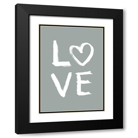 LOVE Toothy Green Black Modern Wood Framed Art Print with Double Matting by Eleonora, Aminah
