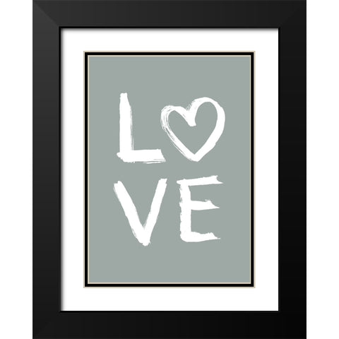 LOVE Toothy Green Black Modern Wood Framed Art Print with Double Matting by Eleonora, Aminah