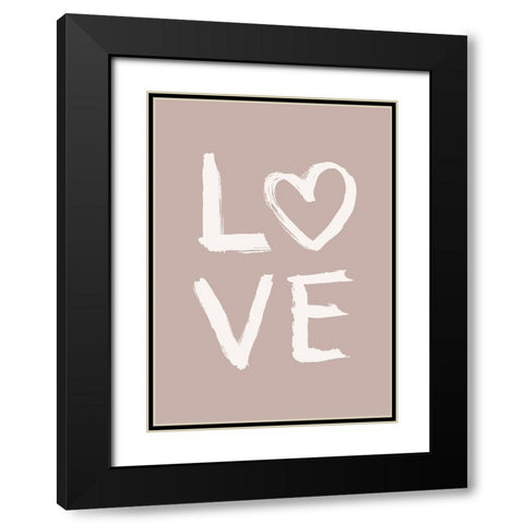LOVE Toothy Pink Black Modern Wood Framed Art Print with Double Matting by Eleonora, Aminah