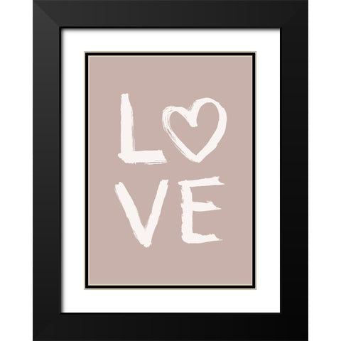 LOVE Toothy Pink Black Modern Wood Framed Art Print with Double Matting by Eleonora, Aminah
