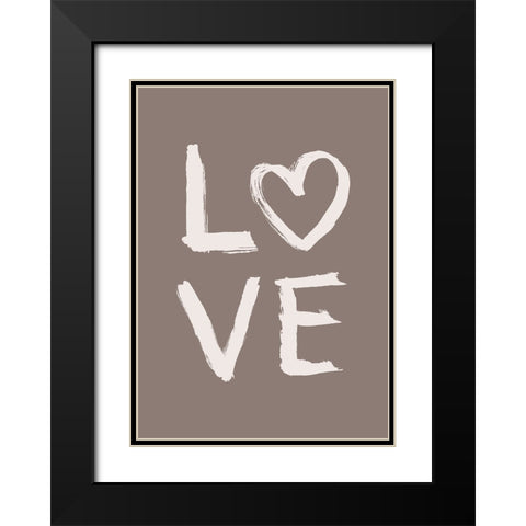 LOVE Toothy Brown Black Modern Wood Framed Art Print with Double Matting by Eleonora, Aminah