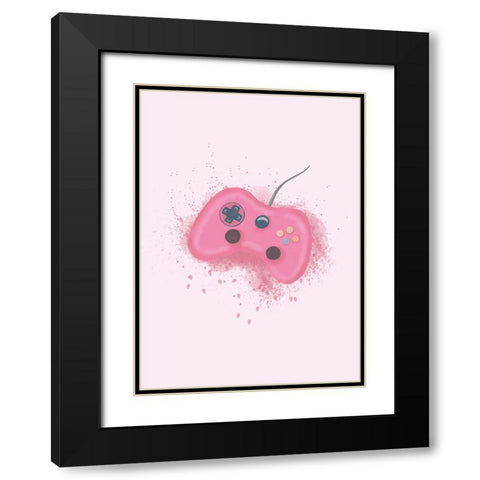 Gamer Splash Pink Black Modern Wood Framed Art Print with Double Matting by Eleonora, Aminah