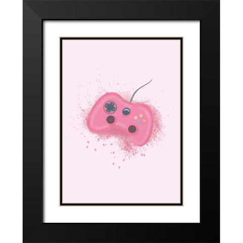 Gamer Splash Pink Black Modern Wood Framed Art Print with Double Matting by Eleonora, Aminah