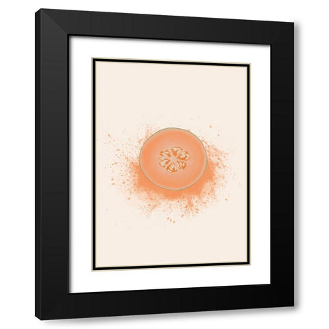 Cantaloupe Splash Black Modern Wood Framed Art Print with Double Matting by Eleonora, Aminah