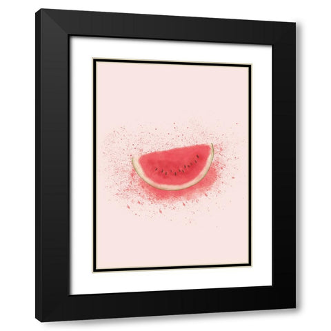 Watermelon Splash Black Modern Wood Framed Art Print with Double Matting by Eleonora, Aminah