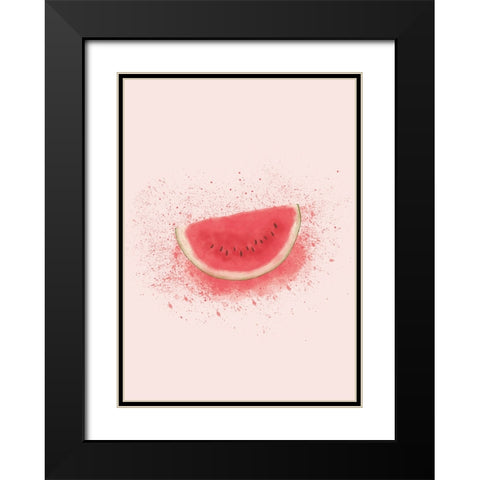 Watermelon Splash Black Modern Wood Framed Art Print with Double Matting by Eleonora, Aminah