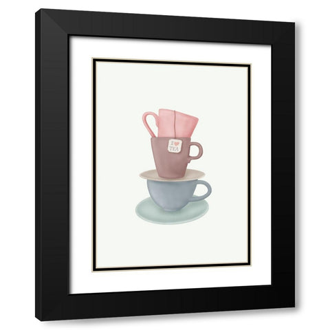 I Love TEA Black Modern Wood Framed Art Print with Double Matting by Eleonora, Aminah
