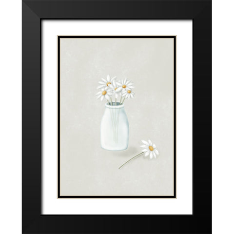 Daisy Flowers Black Modern Wood Framed Art Print with Double Matting by Eleonora, Aminah