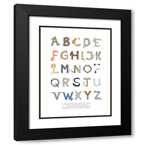 Animal Letters ABC Black Modern Wood Framed Art Print with Double Matting by Eleonora, Aminah