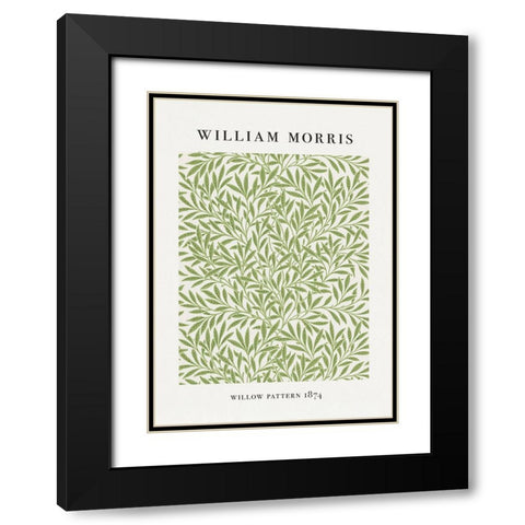 Willow Pattern Black Modern Wood Framed Art Print with Double Matting by Pictufy