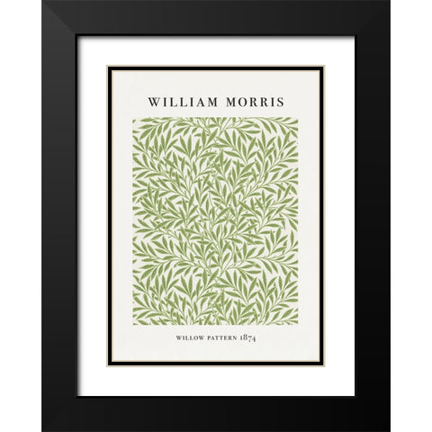 Willow Pattern Black Modern Wood Framed Art Print with Double Matting by Pictufy