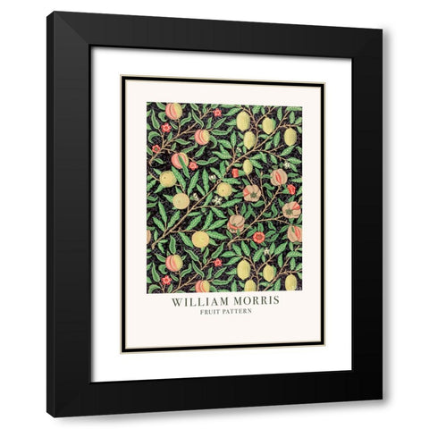 Fruit Pattern Black Modern Wood Framed Art Print with Double Matting by Pictufy