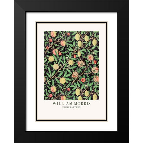 Fruit Pattern Black Modern Wood Framed Art Print with Double Matting by Pictufy