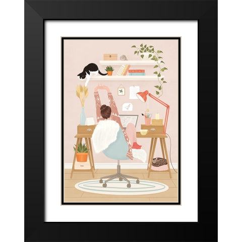 Home office Black Modern Wood Framed Art Print with Double Matting by Holikova, Petra