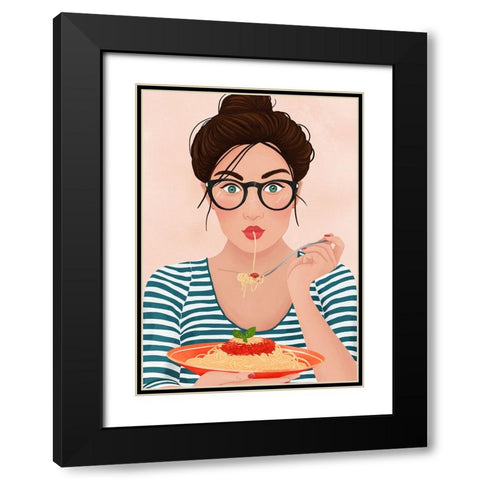 Spaghetti Black Modern Wood Framed Art Print with Double Matting by Holikova, Petra