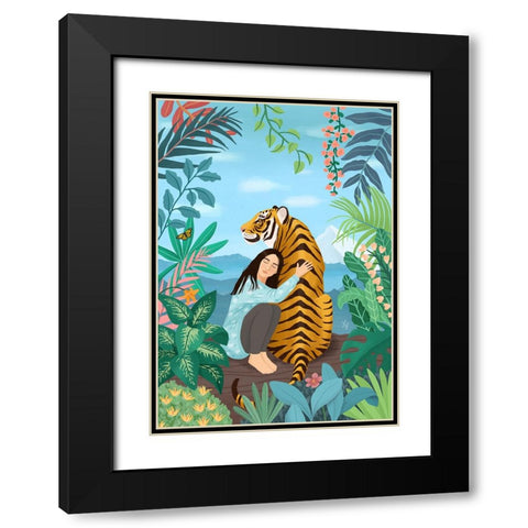 Tiger Black Modern Wood Framed Art Print with Double Matting by Holikova, Petra