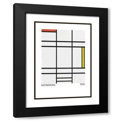 Composition in White - Red - and Yellow 1936 Black Modern Wood Framed Art Print with Double Matting by Pictufy