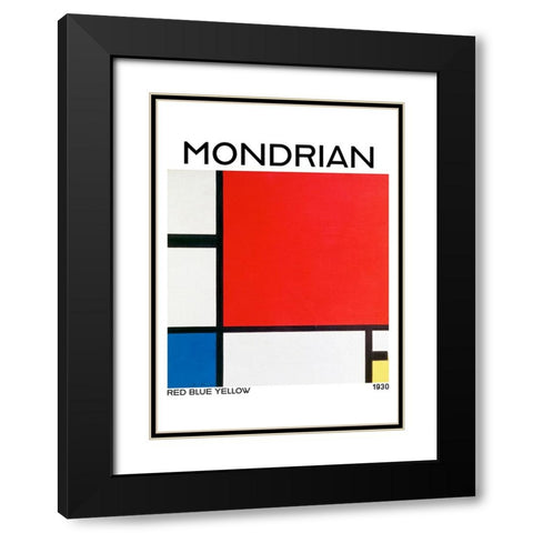 Composition with Red - Blue - and Yellow 1930 Black Modern Wood Framed Art Print with Double Matting by Pictufy