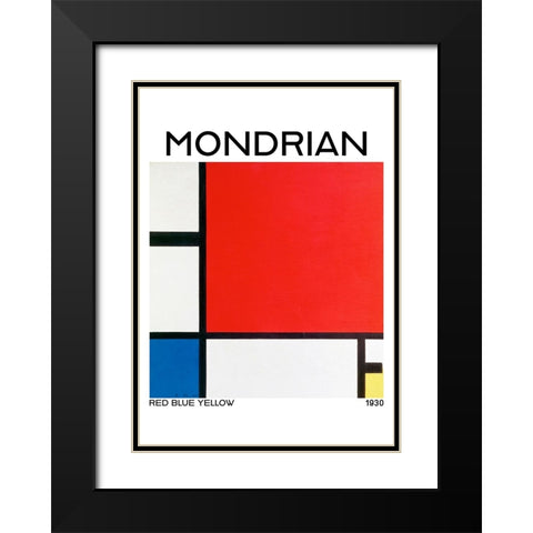 Composition with Red - Blue - and Yellow 1930 Black Modern Wood Framed Art Print with Double Matting by Pictufy