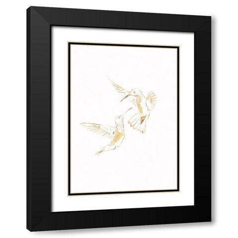 Gold Hummingbird Line art Silhouettes 4 Black Modern Wood Framed Art Print with Double Matting by Manovski, Sarah