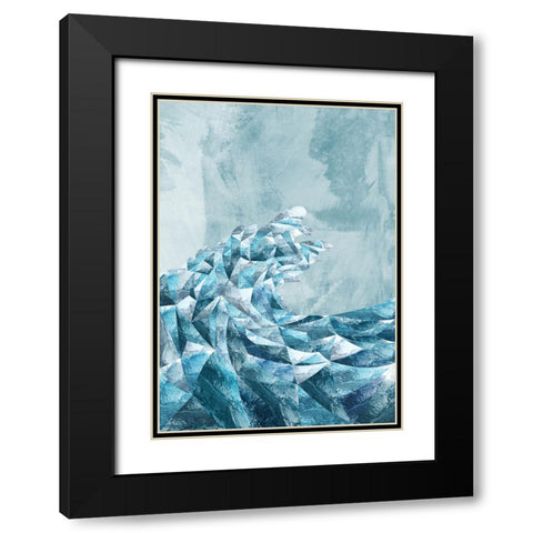 Geometric Metallic Silver Wave Black Modern Wood Framed Art Print with Double Matting by Manovski, Sarah