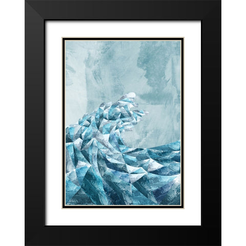 Geometric Metallic Silver Wave Black Modern Wood Framed Art Print with Double Matting by Manovski, Sarah