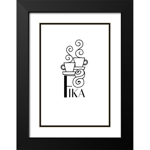 Fika line art illustration Black Modern Wood Framed Art Print with Double Matting by Laiz Blursbyai, Rosana