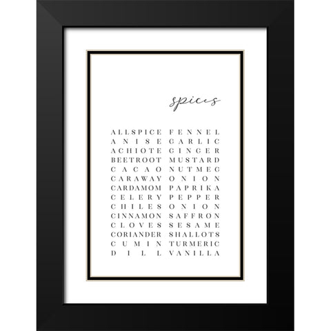 List of spices Black Modern Wood Framed Art Print with Double Matting by Laiz Blursbyai, Rosana