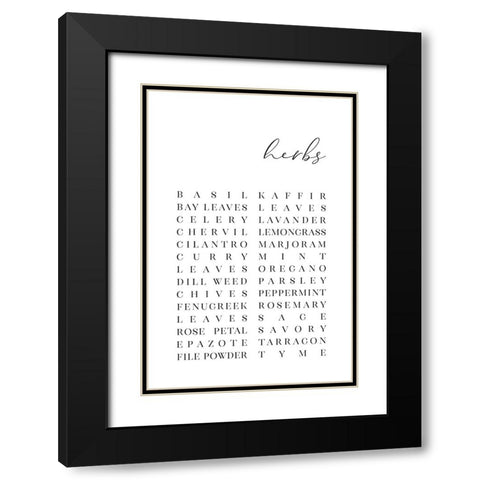 List of herbs Black Modern Wood Framed Art Print with Double Matting by Laiz Blursbyai, Rosana