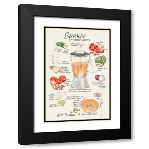 Gazpacho illustrated recipe in Spanish Black Modern Wood Framed Art Print with Double Matting by Laiz Blursbyai, Rosana
