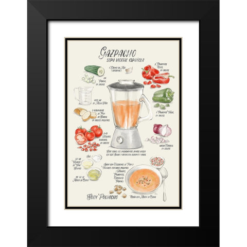 Gazpacho illustrated recipe in Spanish Black Modern Wood Framed Art Print with Double Matting by Laiz Blursbyai, Rosana