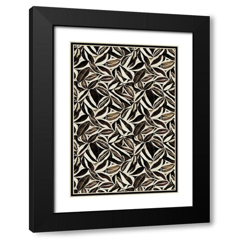 Brown Leafs Pattern Black Modern Wood Framed Art Print with Double Matting by Treechild