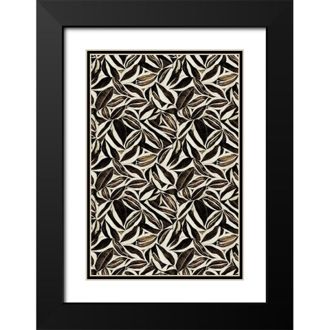 Brown Leafs Pattern Black Modern Wood Framed Art Print with Double Matting by Treechild