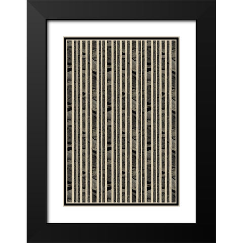 Beige Striped Pattern Black Modern Wood Framed Art Print with Double Matting by Treechild